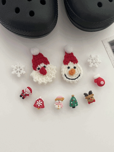 [당일출고] 뜨개 산타 눈사람 겨울 크록스 지비츠 세트 (10pcs)
